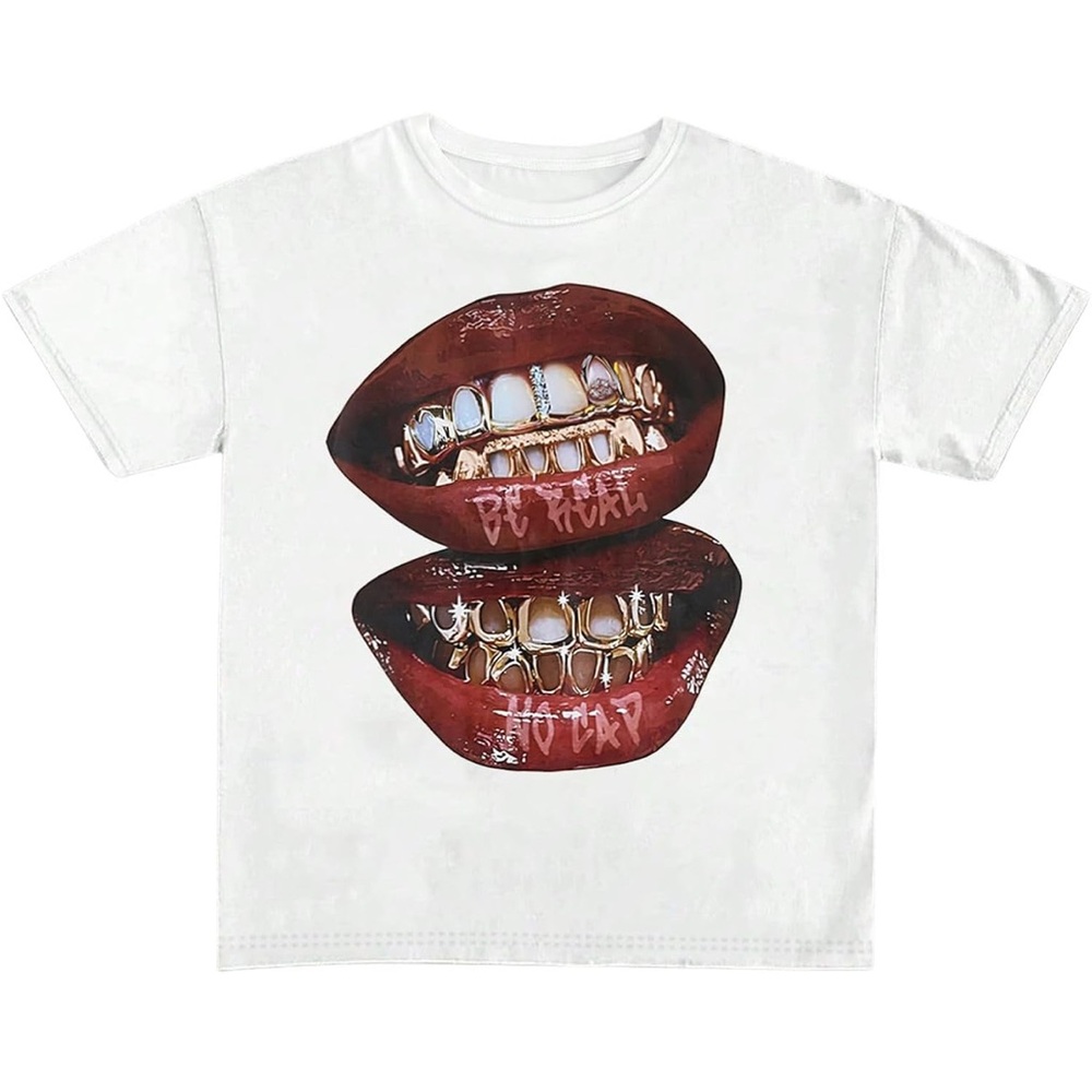 Verdusa Women's Lips Print Graphic Tees Short